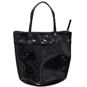 Kate Spade‎ Black Embossed Polka Dot Tote Bag Purse Zip